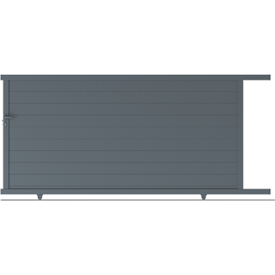 Portail coulissant alu gris à lames pleines et horizontales